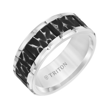 Triton Wh Tungsten Carbide/Black Center Band - Sz 10